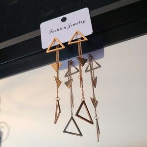 Lightweight Double-Sided Triangle Rose Gold Earrings